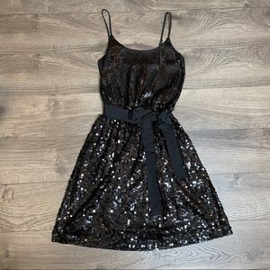 Express Black Sequin Cocktail Dress with Bow - size XS